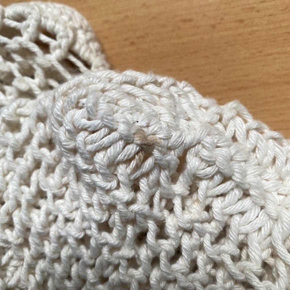 DKNY Beige Mesh 100% Cotton Crochet Tote Bag - Picture 6 of 7